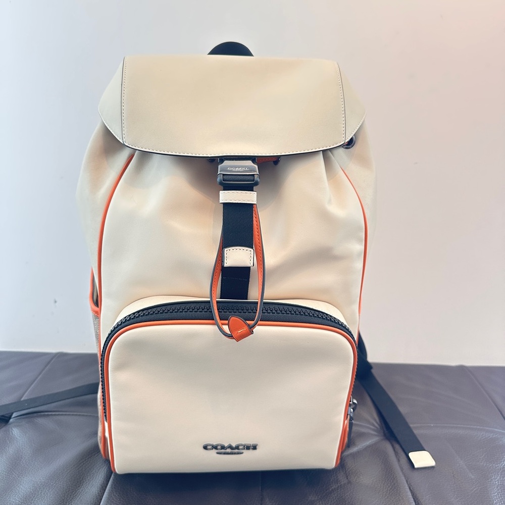 COACH CAJ74 Racer Backpack In Blocked Signature Canvas & Leather